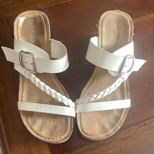 White, wedge heeled sandals